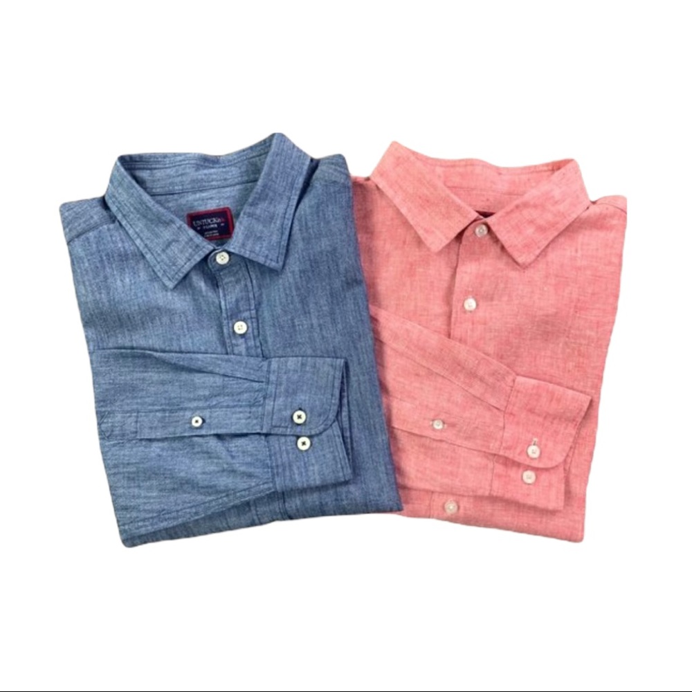 UNTUCKit Men's Casual Button-Down Shirts - Blue and Coral